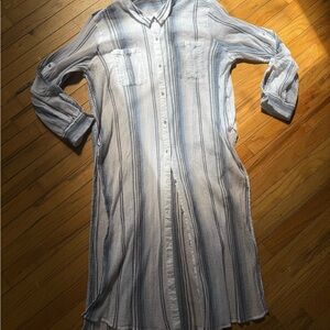 Calvin Klein Blue and White Striped Shirt